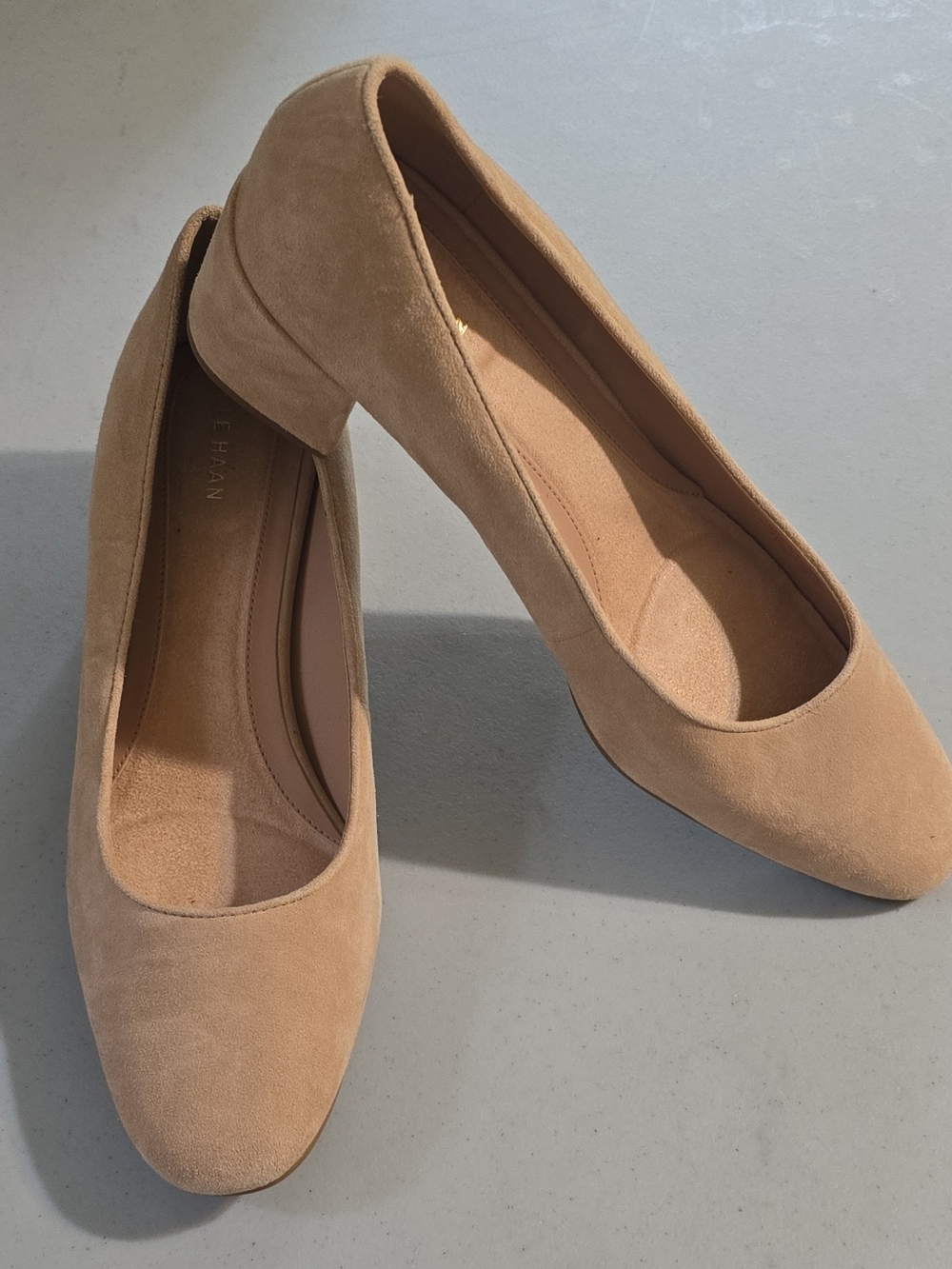Cole Haan Tan Suede Round-Toe Ballet Flats